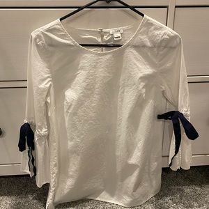 Jcrew white blouse 3/4 sleeve